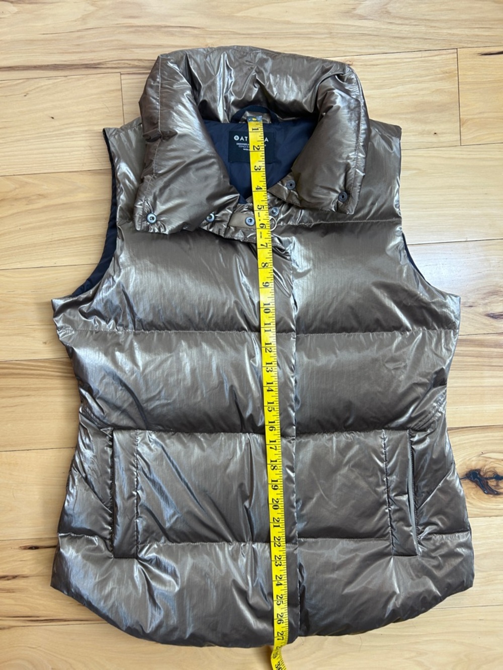 Athleta Shiny Bronze Quilted Puffer Vest | Size Large - Picture 3 of 6